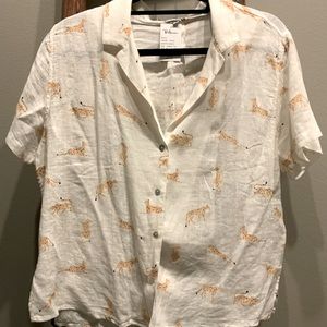 Rails Jaguar Print Linen Top